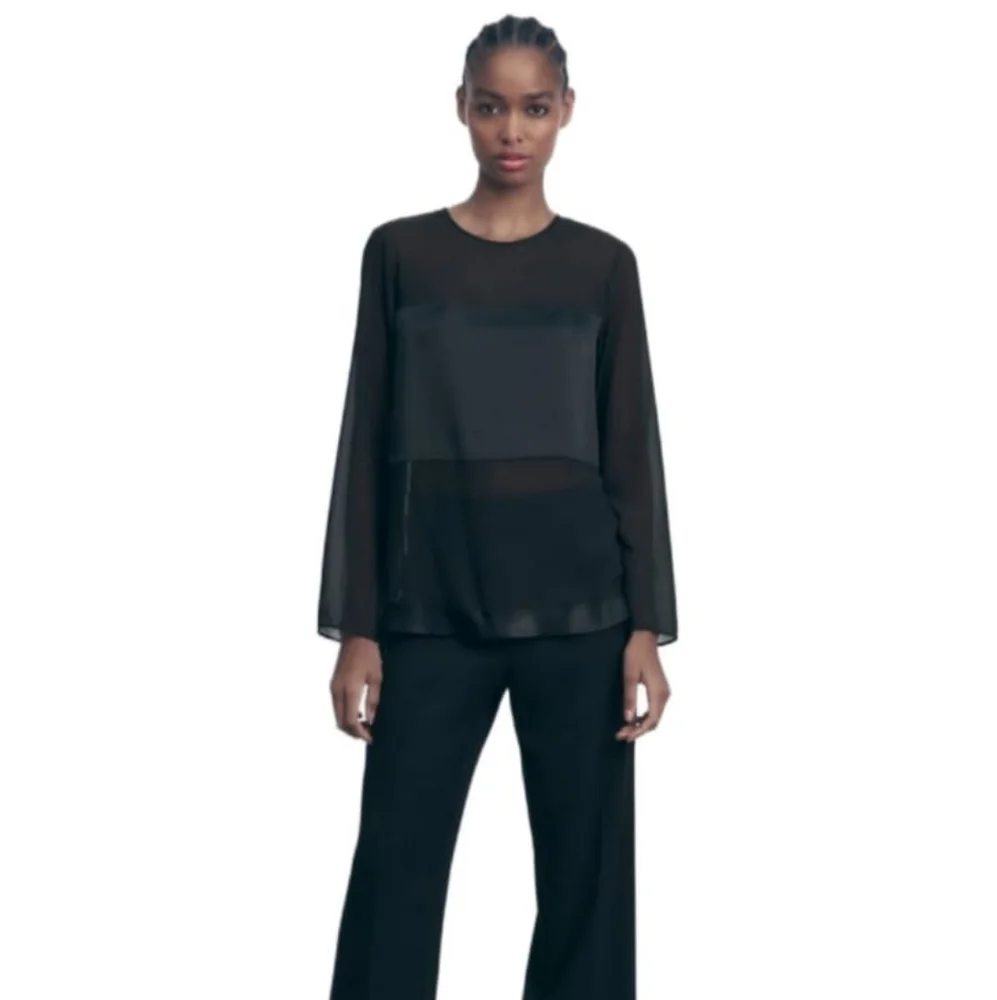 ZARA MIXED VENTED BLOUSE BLACK | 9479/040 SIZE XXL